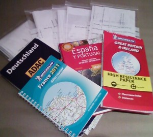 My maps, and above the reservations and tickets in waterproof pockets, all ready to go!