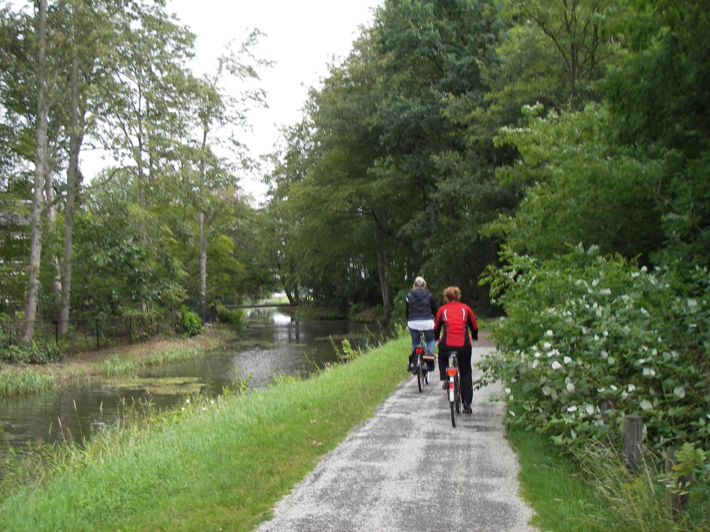 Mari and Anneli pedaling ahead