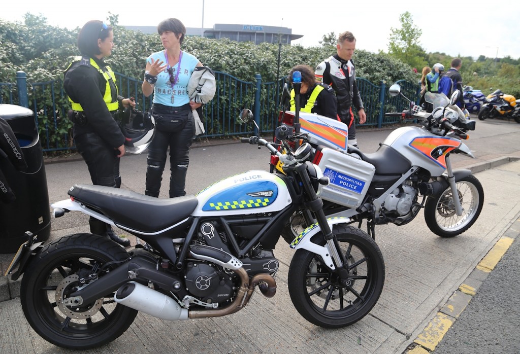 The police were present and an officer also took part in the event on this pretty Ducati Scrambler