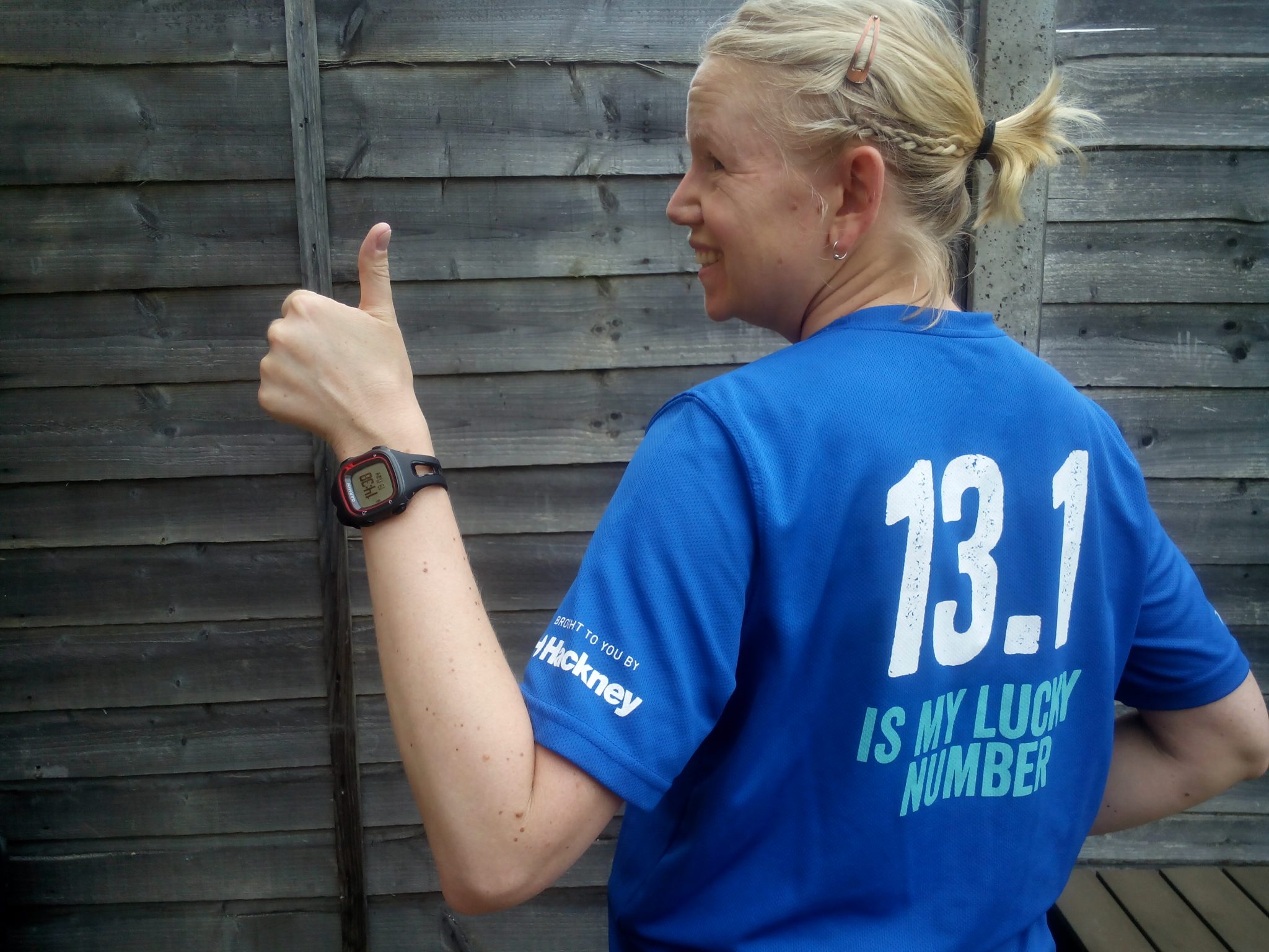 Sporting my T-shirt form last years Hackney Half Marathon 13.1 miles